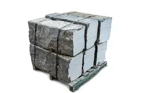 Pallet of sawn limestone armour stone