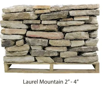 Laurel Mountain wall stone, 2 to 4 inch, on a pallet